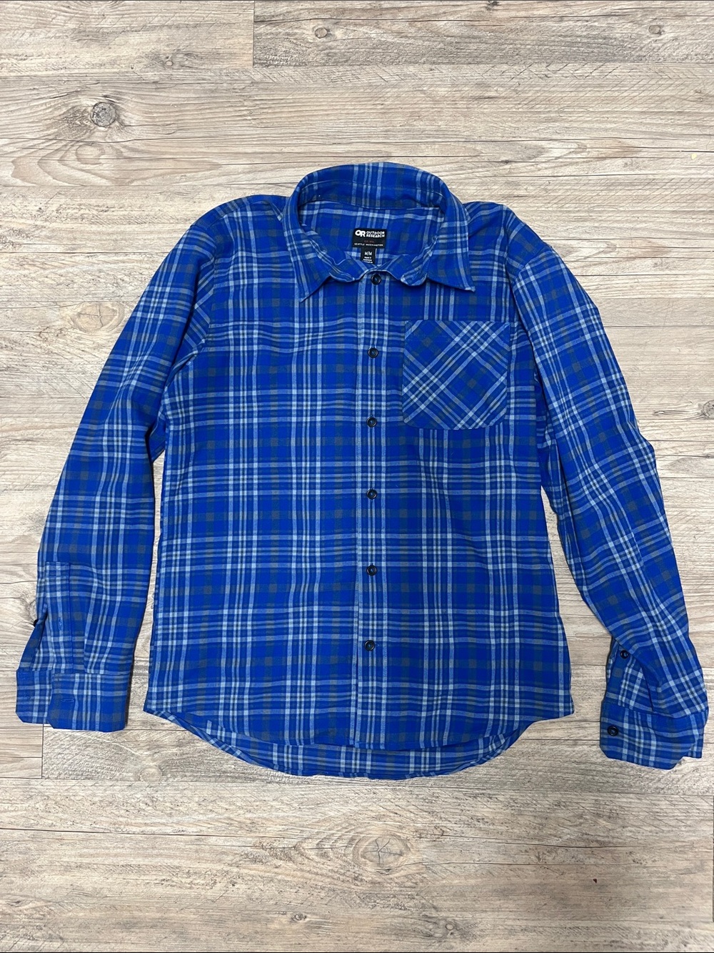 Outdoor Research Blue Plaid Button-Up Shirt